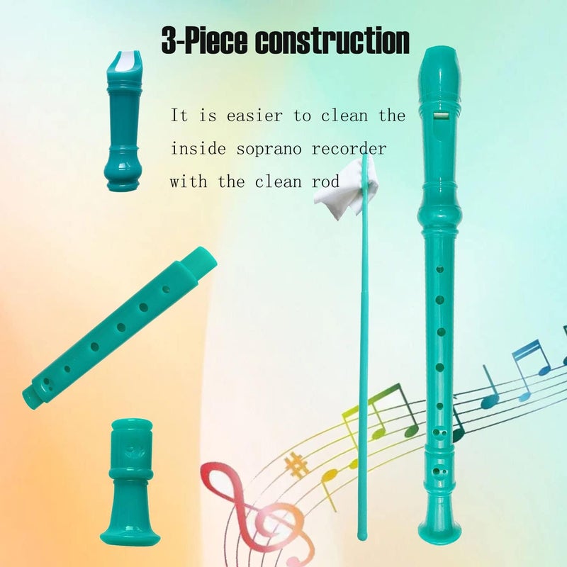 Auteey 8 Holes Soprano Recorder with Cleaning Rod and Bag, Professional German Style C Key Recorder for Kids Beginners Students(Green) - Image 4